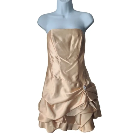 Gunne Sax Jessica McClintock Formal Dress Sz Small Yellow Satin Prom Cocktail - Picture 3 of 3